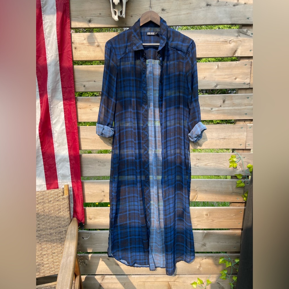 Sheer Maxi Button Down